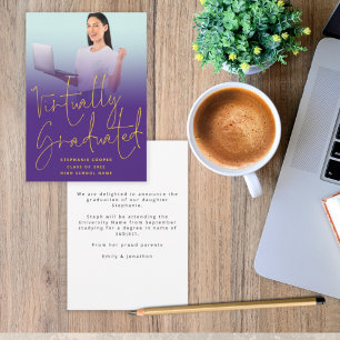 Virtually Graduated Photo 2022 Purple Graduation Announcement