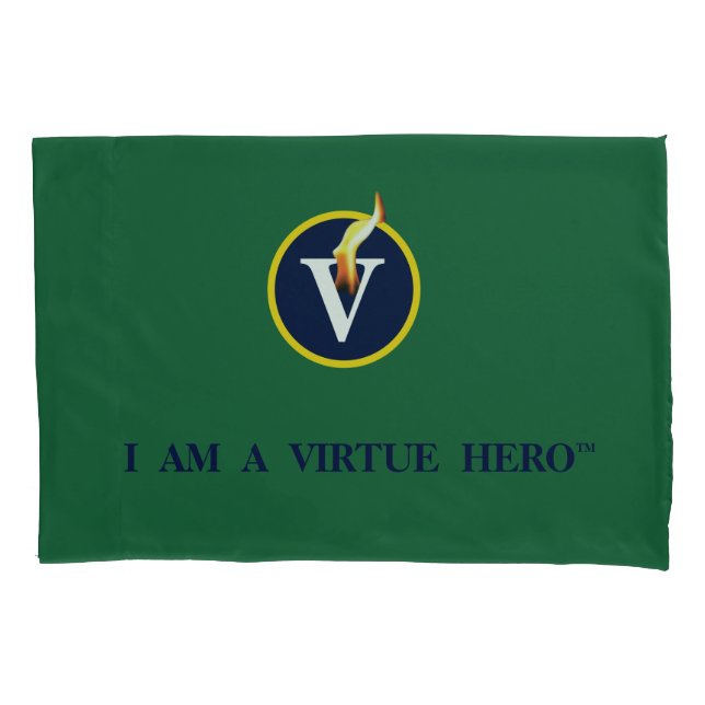 VIRTUE HEROES Pillow Case - Green (Front)