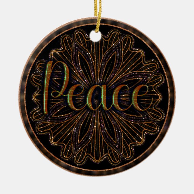 Virtue Peace Mandala Ceramic Tree Decoration (Front)