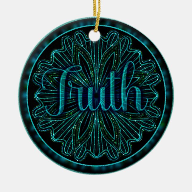 Virtue Truth Mandala Ceramic Tree Decoration (Front)
