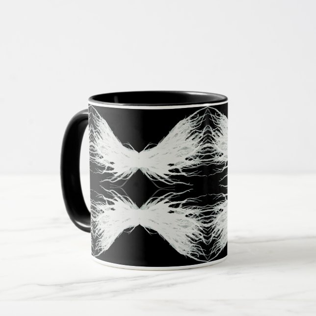 Virtues Abstract White Wings Alcohol Ink Art Mug (Front Left)
