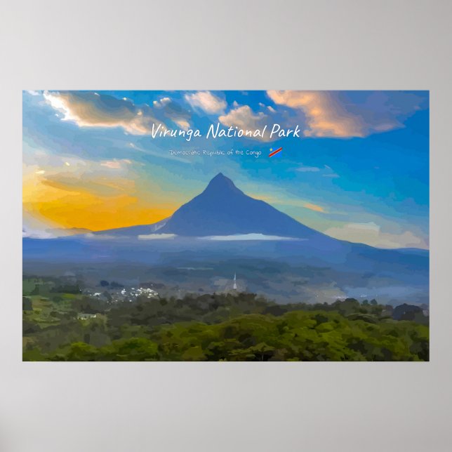 Virunga National Park, DR Congo - Volcano Poster (Front)