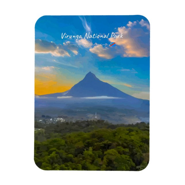 Virunga National Park, DR Congo - Volcano Rounded Magnet (Vertical)