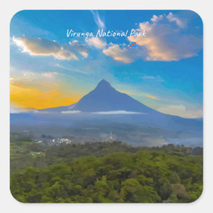 Virunga National Park, DR Congo - Volcano Square Sticker