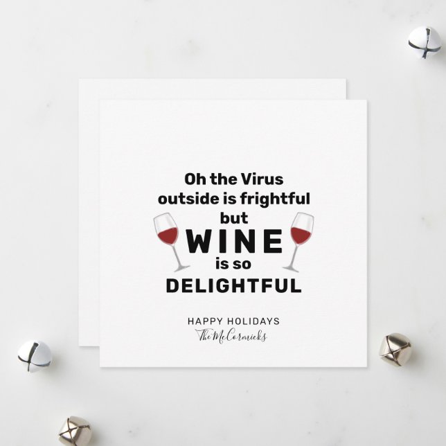 Virus Outside is Frightful Funny Christmas Pun Holiday Card (Front/Back In Situ)
