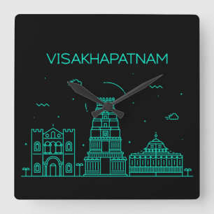 Visakhapatnam skyline square wall clock