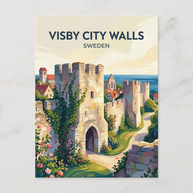 Visby City Walls Sweden Postcard (Front)