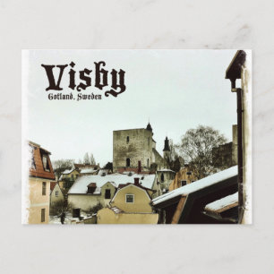 Visby, Gotland, Sweden Rooftops with Light Border Postcard