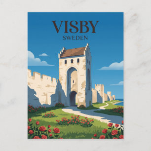 Visby Mediaeval City Walls Sweden Postcard