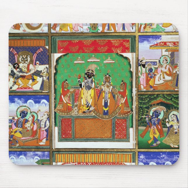 Vishnu in the centre of his ten avatars, Jaipur, R Mouse Pad (Front)