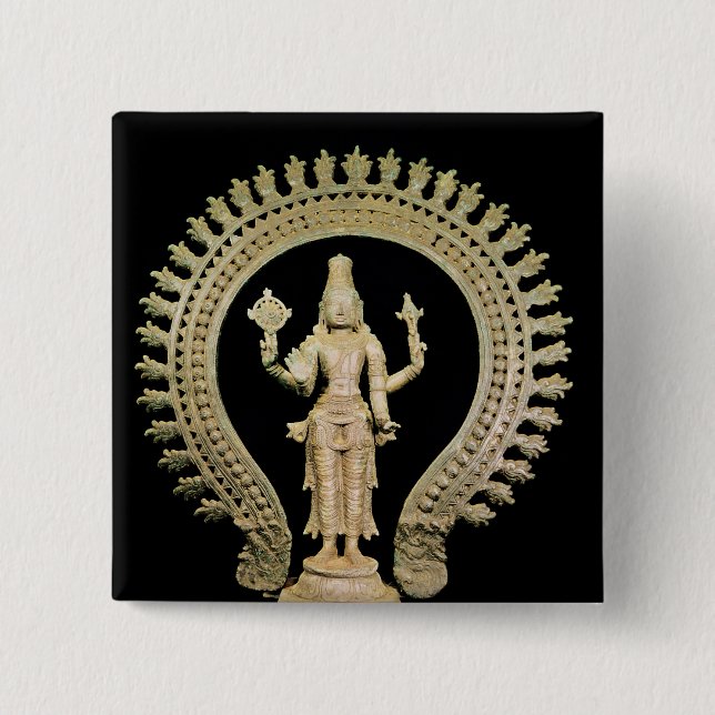 Vishnu, Late Chola 15 Cm Square Badge (Front)