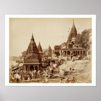 Vishnu Pud and Other Temples, Benares (sepia photo
