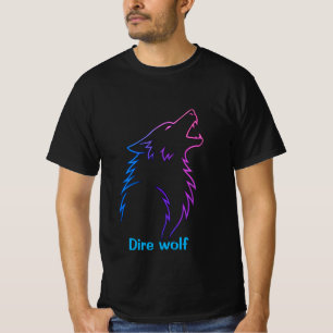 VISHNX Dire Wolf Neon Gradient Line Art Graphic T-Shirt