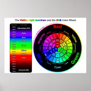 Visible Light Spectrum and RGB Color Wheel Poster