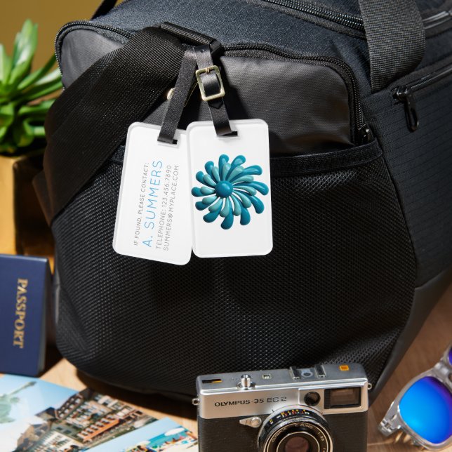 Visible MOD Atomic Daisy - MidCentury Modern Luggage Tag (Front & Back)