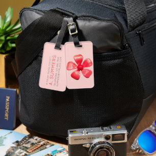 Visible Pink MOD Retro Daisy Flower Floral Fashion Luggage Tag