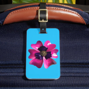 Visible Purple Orchid Pansy Blossom MOD Flower 60s Luggage Tag