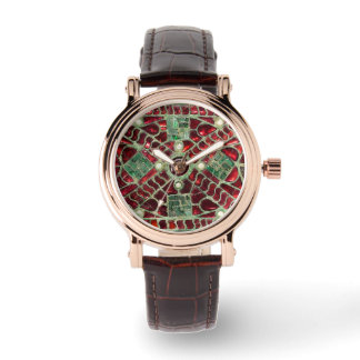 VISIGOTHIC BRONZE,RED GREEN MOTHER OF PEARLS WATCH