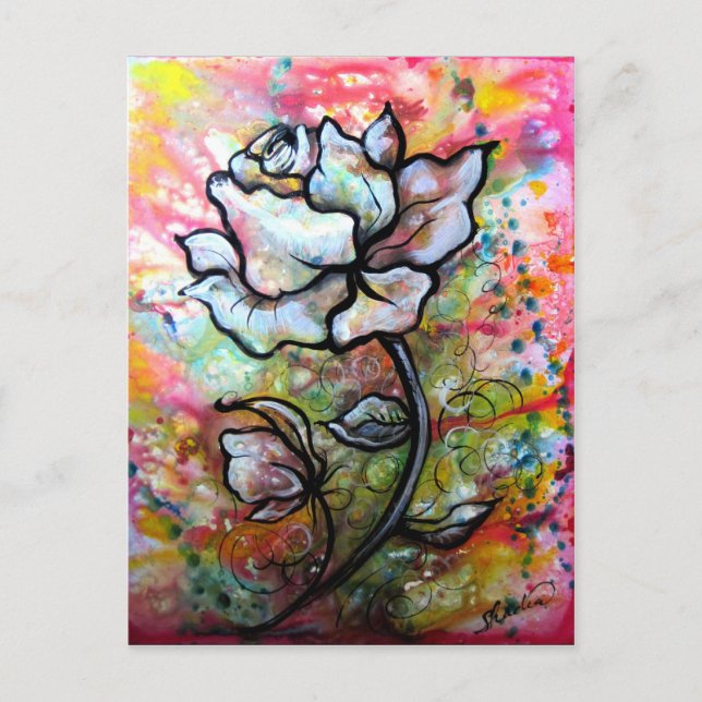 Vision, Black and White Drawing by Shadia Zayed Postcard (Front)