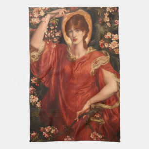 Vision of Fiammetta (by Dante Gabriel Rossetti) Tea Towel