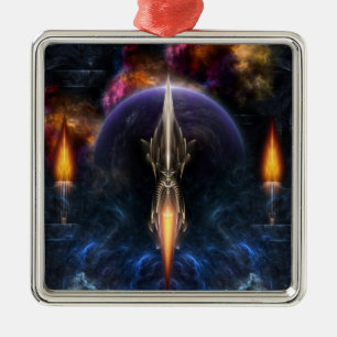 Vision Of Flight Fractal Art Metal Tree Decoration