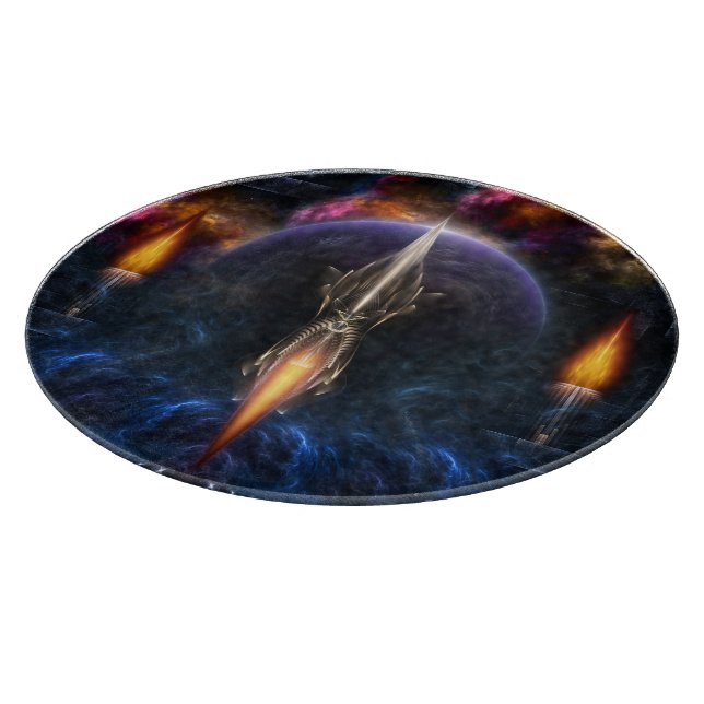 Vision Of Flight Round Glass Cutting Board (Corner)