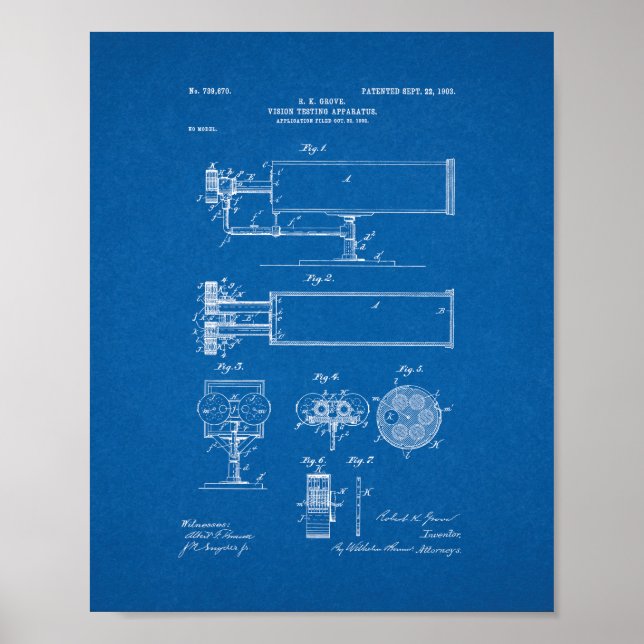 Vision-testing Apparatus Patent - Blueprint Poster (Front)