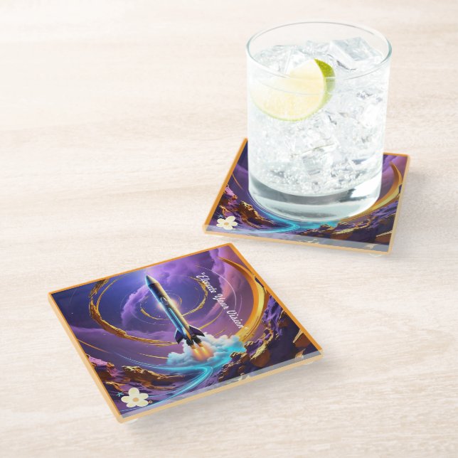 "Visionary Cosmic Design" Glass Coaster (Angled)