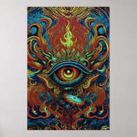 Visionary Flames: Spiritual Eye Poster