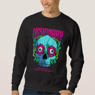 Visionary Gothic Red Rose and Skull Head Motivatio Sweatshirt