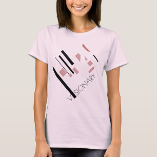 "Visionary" Pink Black Geometric Diagonal Design T-Shirt