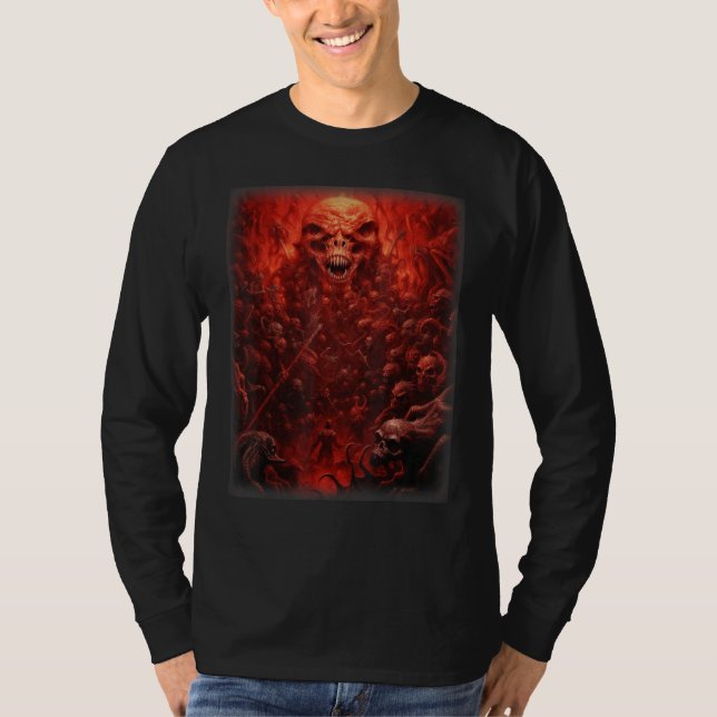 Visions of Hell Satan Devils Demons Monster Skelet T-Shirt (Front)