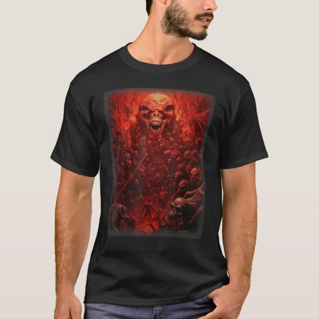 Visions of Hell Satan Devils Demons Monster Skelet T-Shirt (Front)