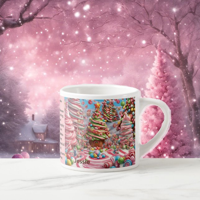 Visions Of Sugar Plums Add Child's Name Christmas  Espresso Cup (Creator Uploaded)