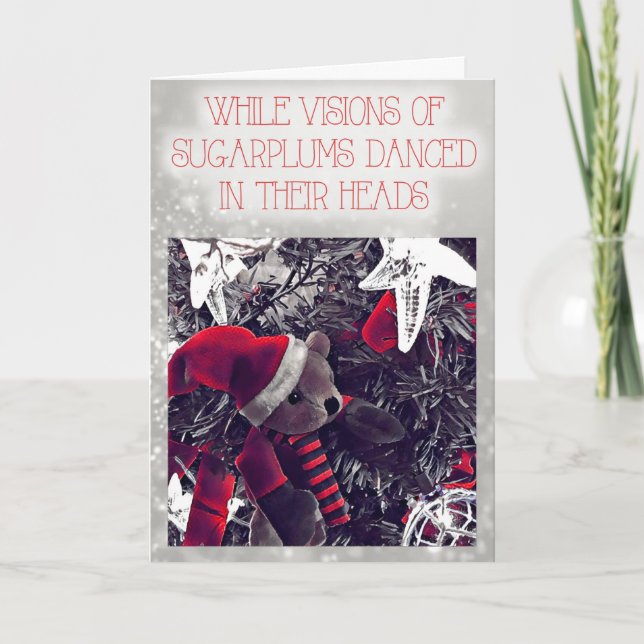 Visions of Sugarplums Teddy Bear Card (Front)