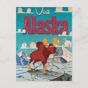 Visit Alaska Cartoon Vintage Poster Postcard