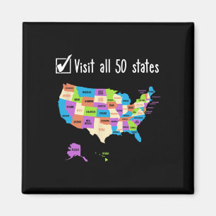 Visit All 50 States Gift Usa Bucket List Magnet