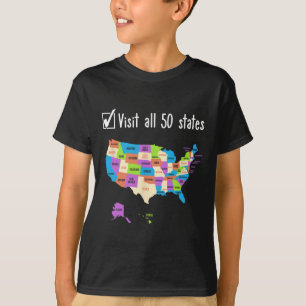 Visit All 50 States Gift Usa Bucket List T-Shirt