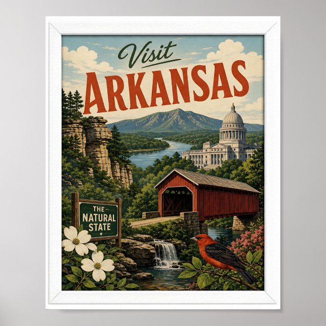 Visit Arkansas Travel Vintage Poster (Front)