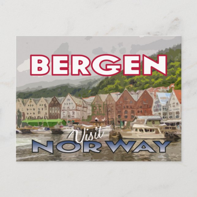 Visit... Bergen, Norway - postcard (Front)