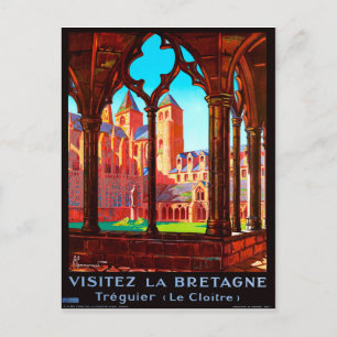 Visit Brittany, France, French cathedral, vintage Postcard