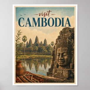 Visit Cambodia Travel Vintage Poster
