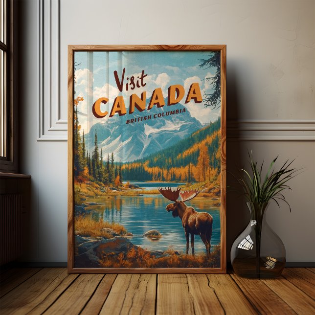 Visit Canada Moose Poster – Vintage Travel Art (Creator Uploaded)