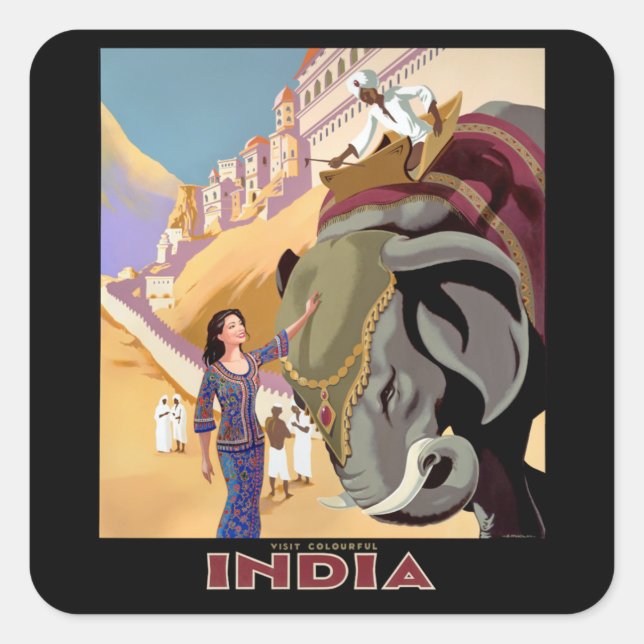 Visit Colourful India Square Sticker (Front)