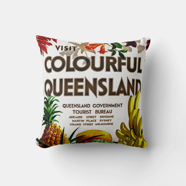Visit Colourful Queensland Cushion (Front)