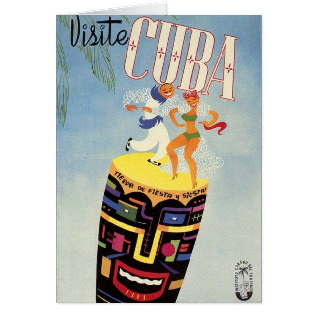 Visit Cuba Tiki Fiesta Siesta Vintage Holiday Isle (Front)