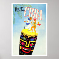 Visit Cuba vintage travel poster
