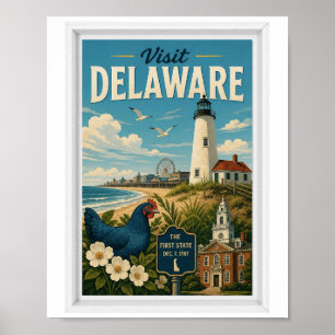 Visit Delaware Travel Vintage Poster