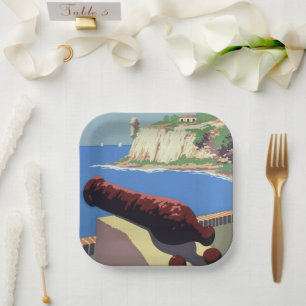 Visit El Morro Fortress, Puerto Rico, Old San Juan Paper Plate