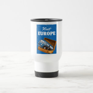 Visit Europe vintage vacation print. Travel Mug